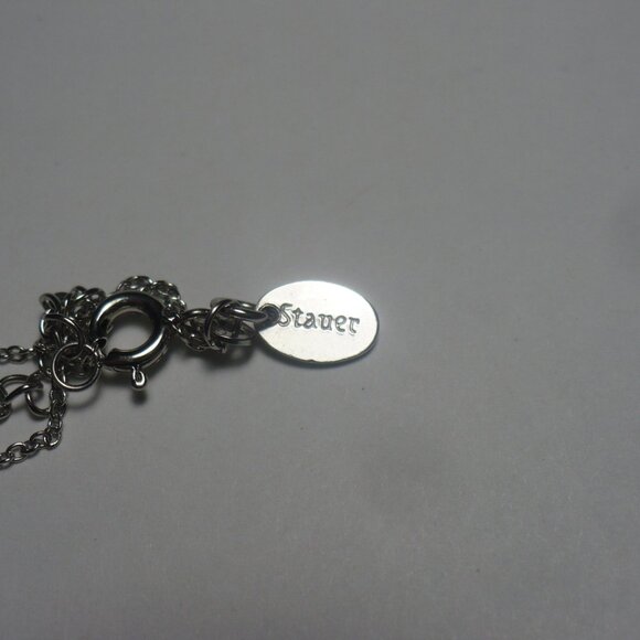 Vintage STAUER Oval Natural Ruby accented CZ's  Sterling Silver Pendant Necklace - Picture 5 of 7